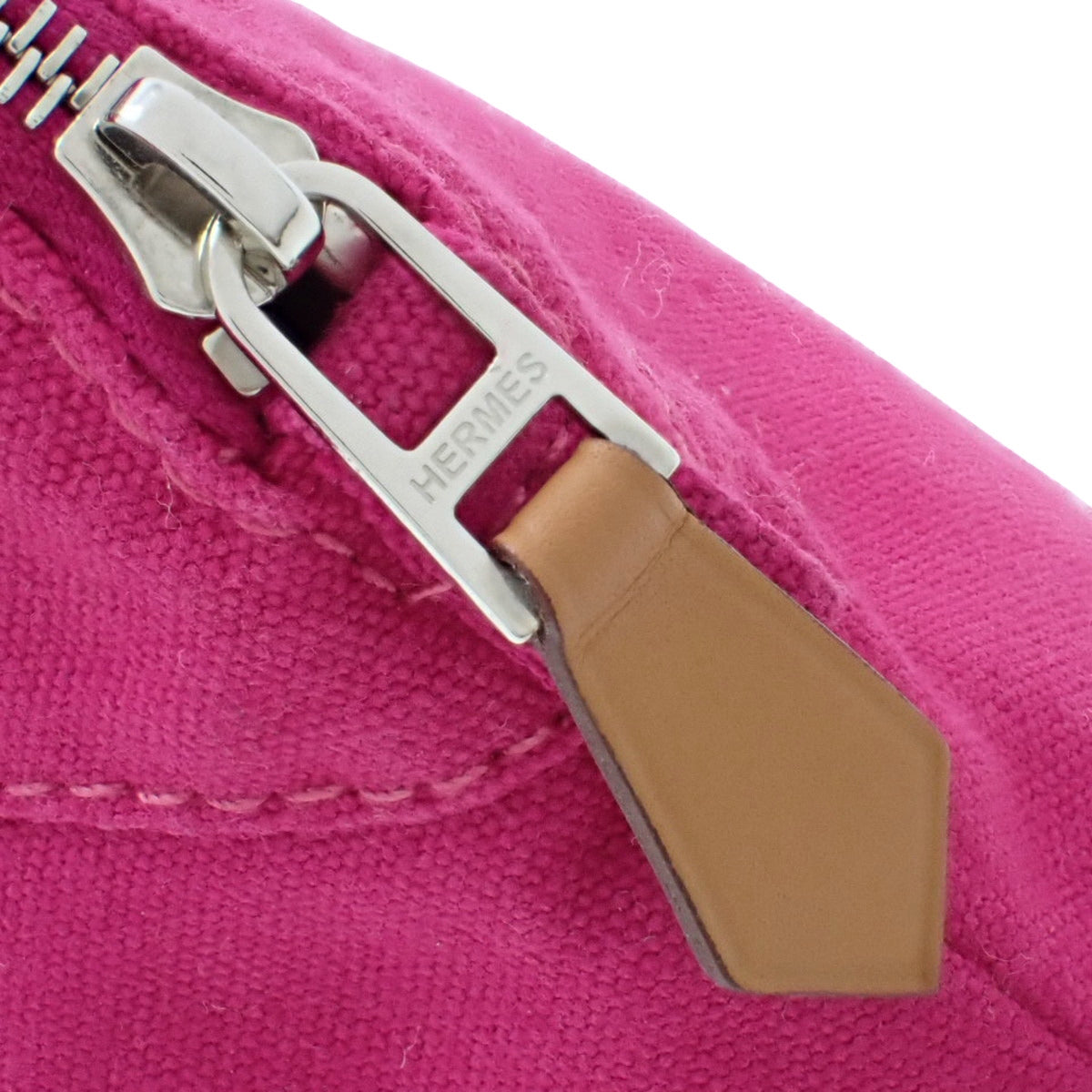 Bolide Mini Pouch in Pink Cotton Canvas with Silver Hardware