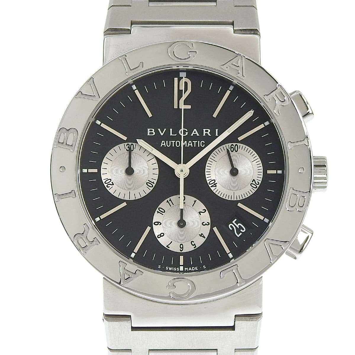 宝格丽 (Bvlgari) BB38SSCH 不锈钢黑色自动男士计时腕表