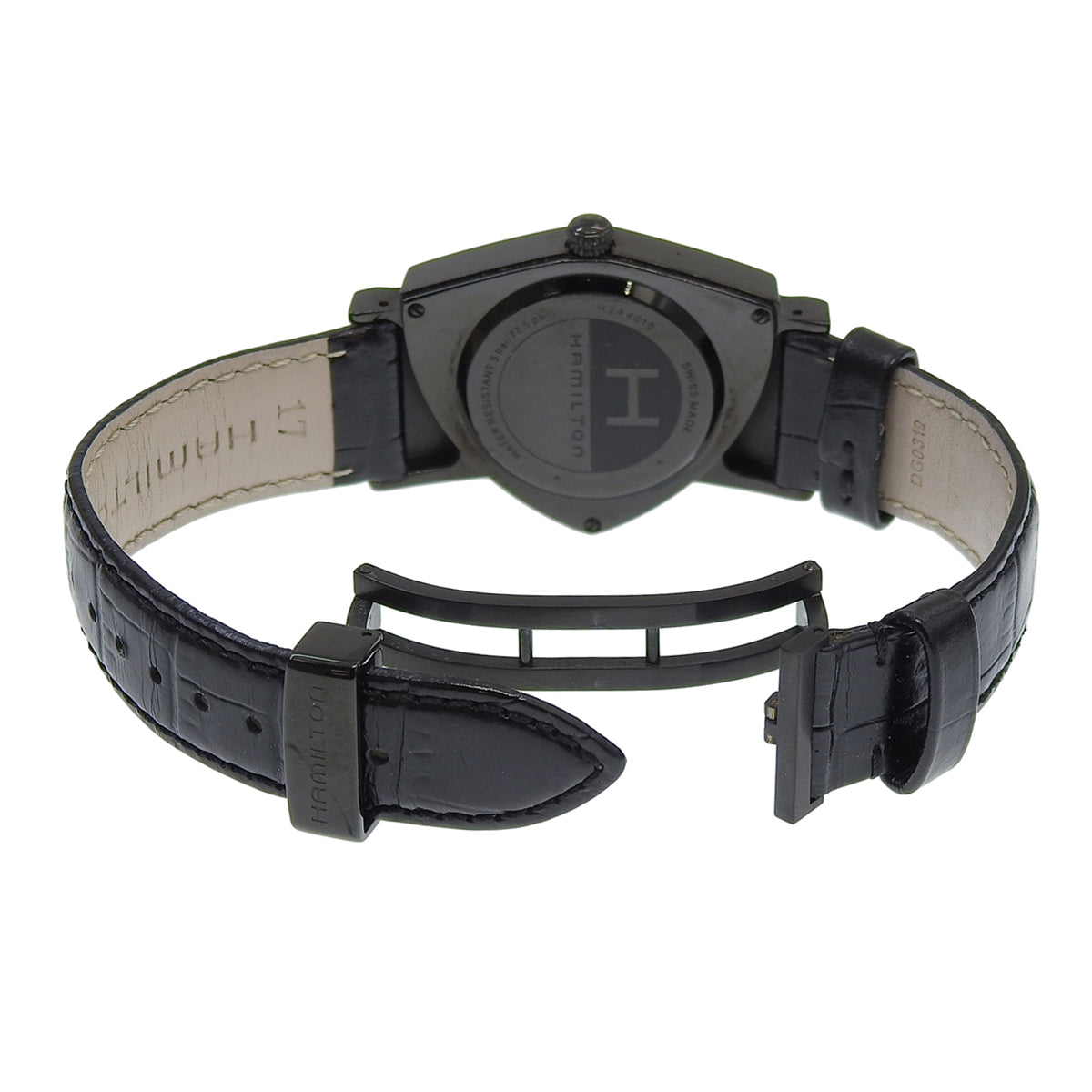 ベンチュラ フルブラック H244010 SS/革 ブラック クオーツ メンズ