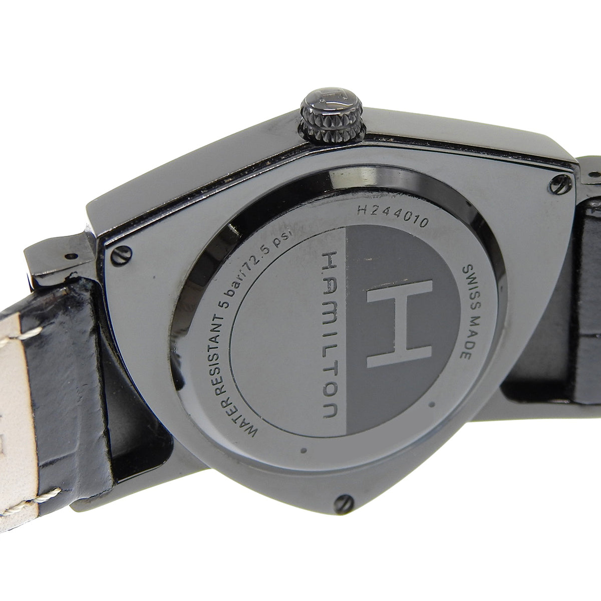 ベンチュラ フルブラック H244010 SS/革 ブラック クオーツ メンズ