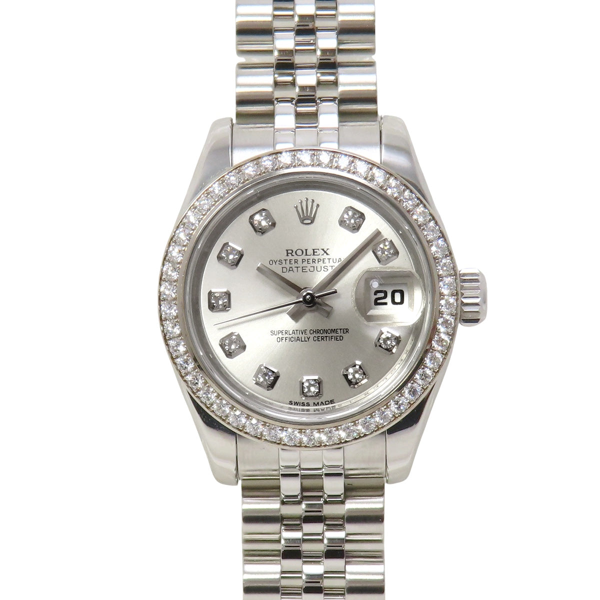 Datejust 钻石表圈 179384G 白金/不锈钢随机编号 10PD 自动上链女表