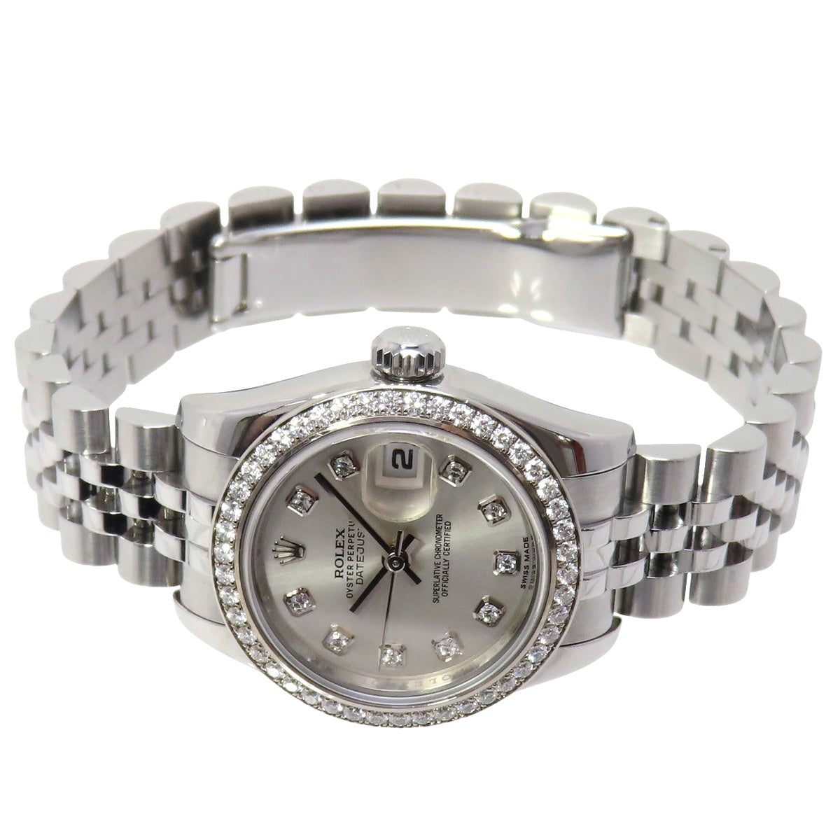 Datejust 钻石表圈 179384G 白金/不锈钢随机编号 10PD 自动上链女表