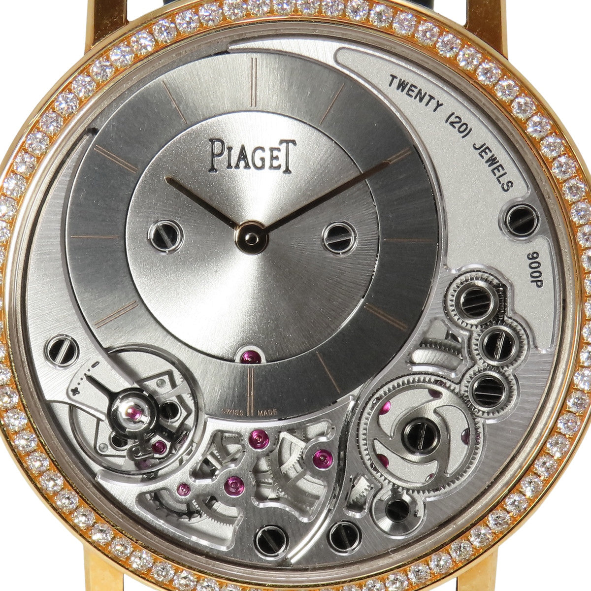 Altiplano Ultimate Automatic P10921 PG/皮革表圈镶钻手动上链男士腕表