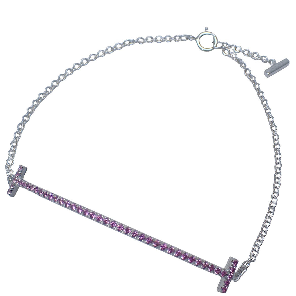 Smile Small Bracelet in Pink Sapphire and White Gold (18K White Gold)