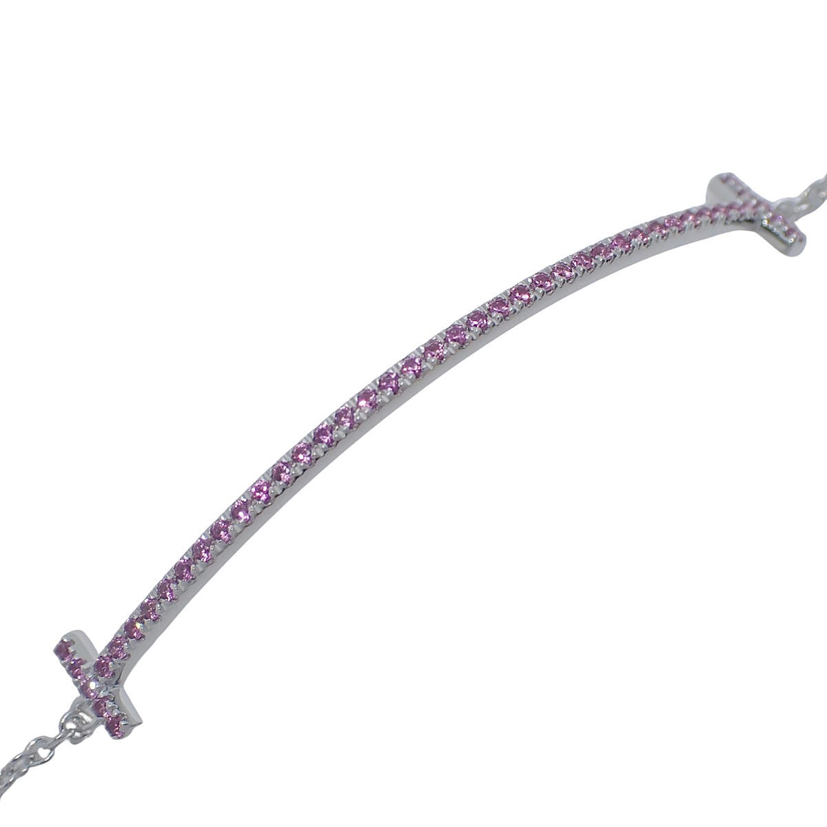 微笑小手链,粉色蓝宝石和白金(18K白金)