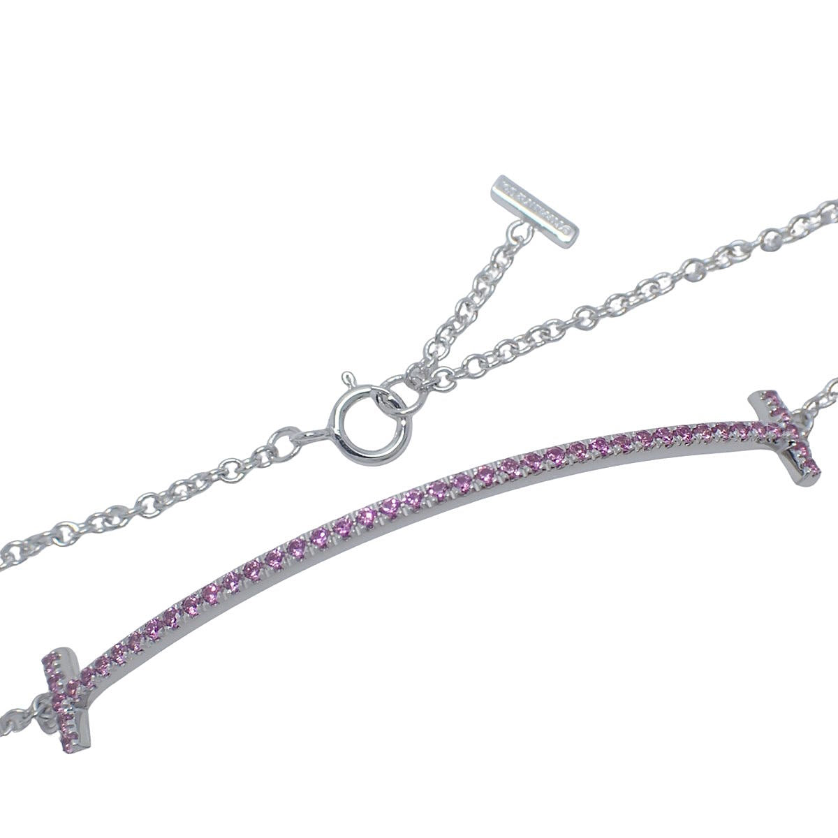微笑小手链,粉色蓝宝石和白金(18K白金)