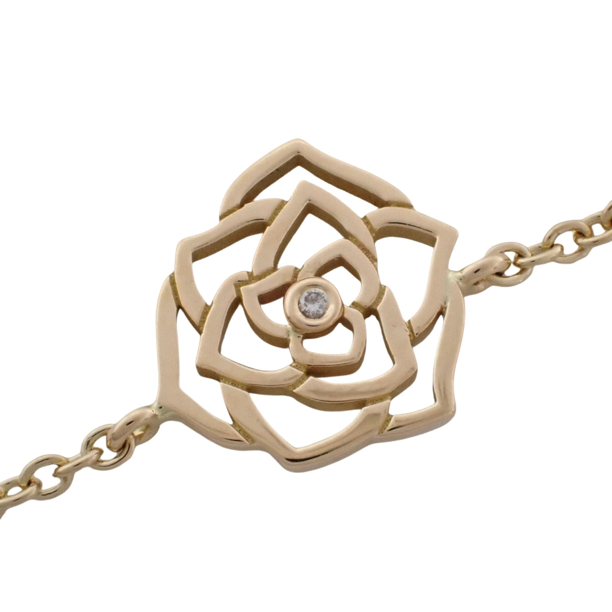 18K黄金镶钻玫瑰长项链