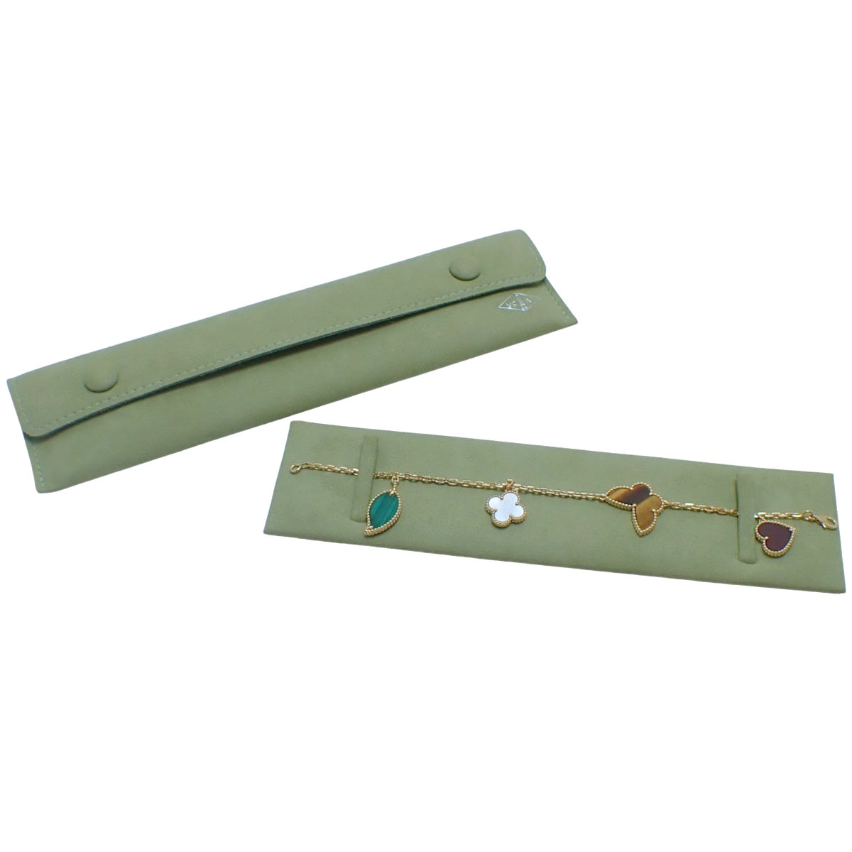 幸运阿尔罕布拉手链,四种图案可选:红玉髓/白贝壳/孔雀石/虎眼石,18K黄金