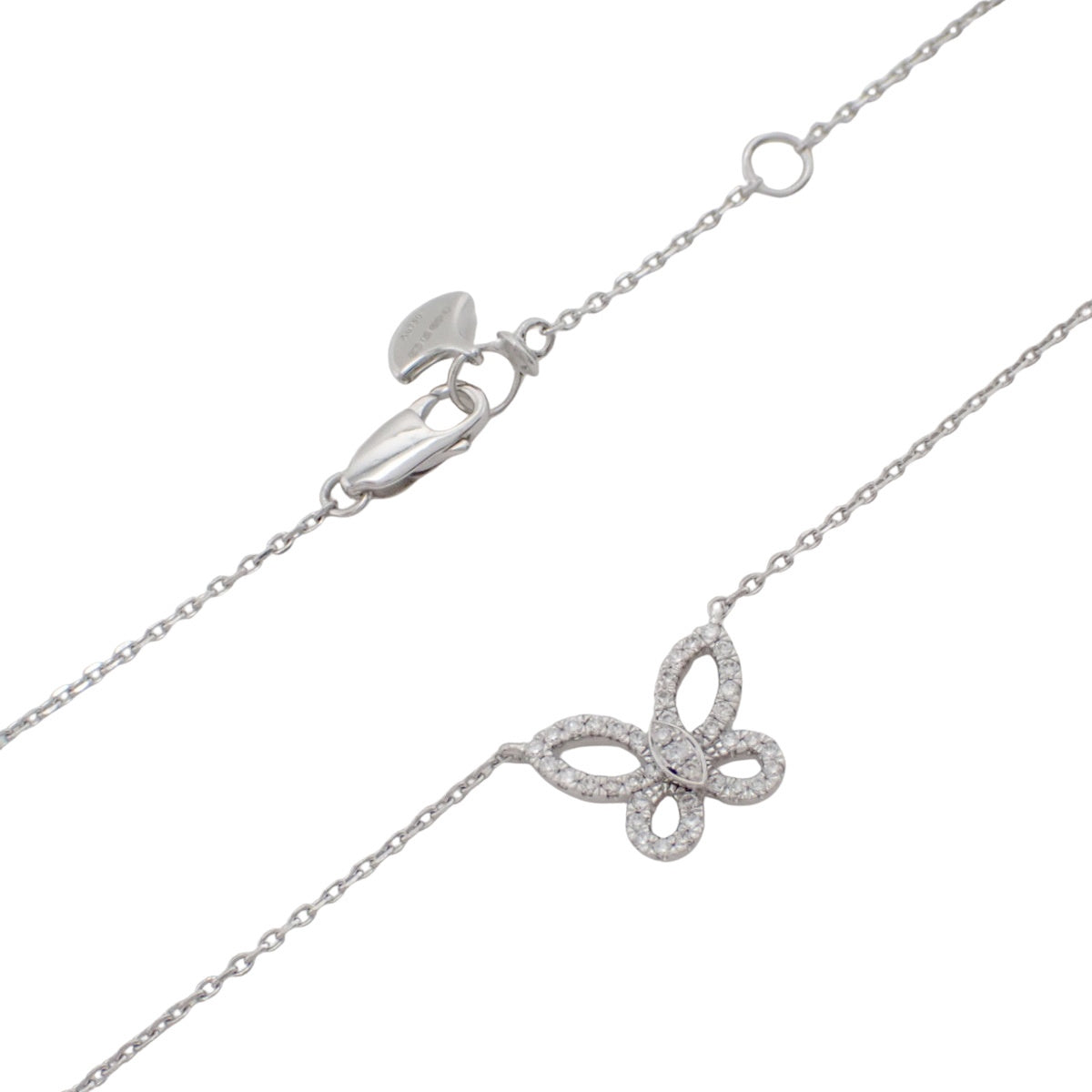 Mini Butterfly Silhouette Diamond Pendant in 18K White Gold