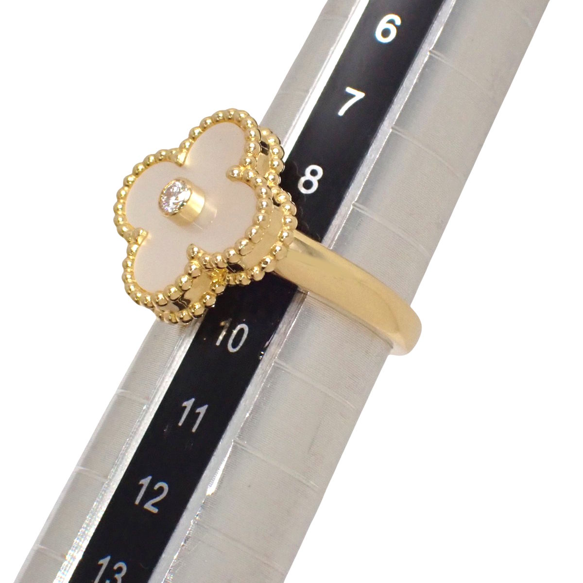 ヴィンテージ アルハンブラ リング マザーオブパール/ダイヤモンド イエローゴールド K18YG