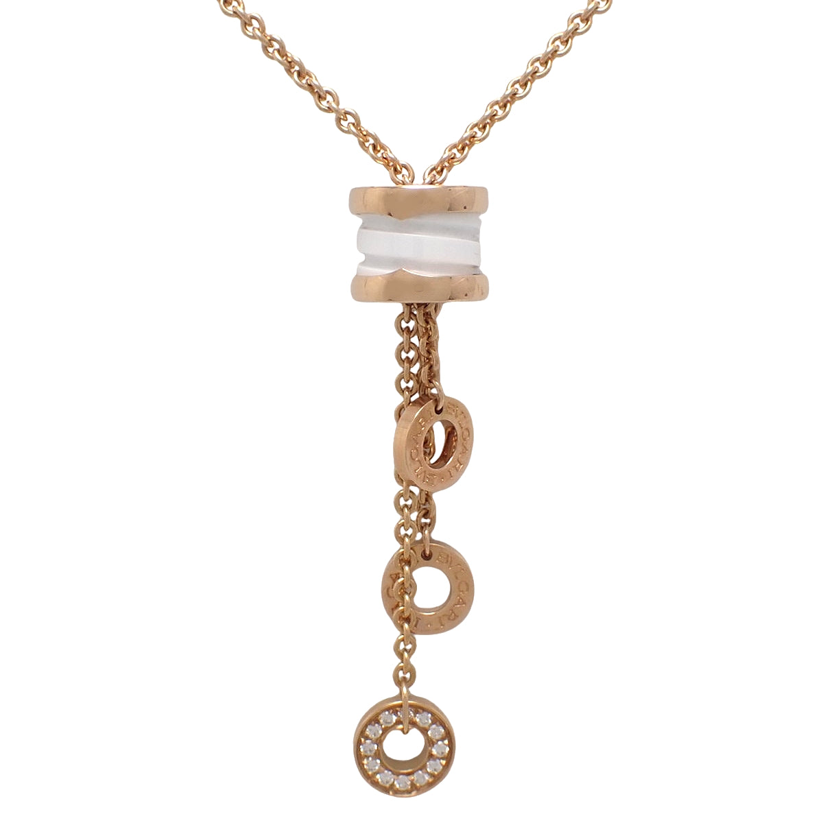 B.ZERO1 Element Necklace, Diamond, Pink Gold K18PG, White Ceramic, 17.4g