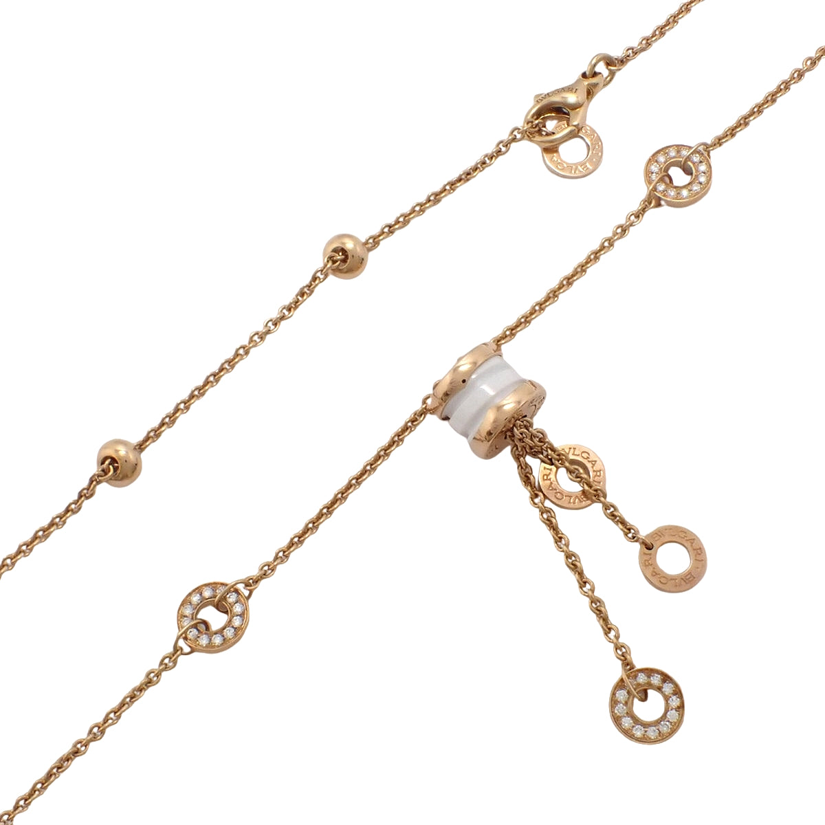 ビー・ゼロワン エレメント ネックレス ダイヤモンド ピンクゴールド K18PG ホワイトセラミック 17.4g