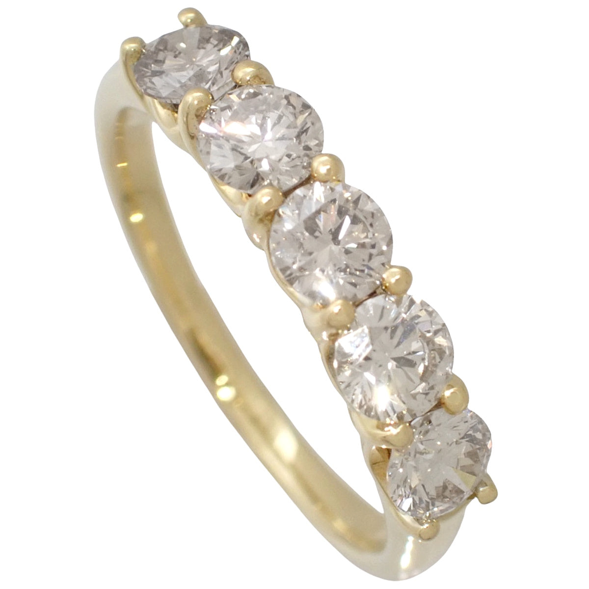 5颗钻石戒指 D1.00 18K黄金 10(50)号 2.7g