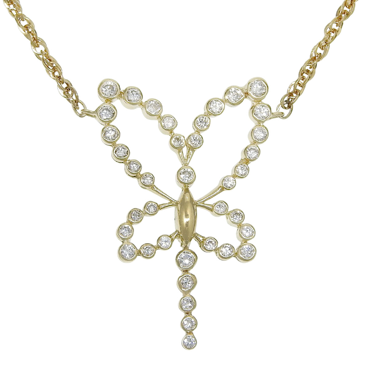 蝴蝶形钻石项链 D0.53 黄金 K18YG 6.2克