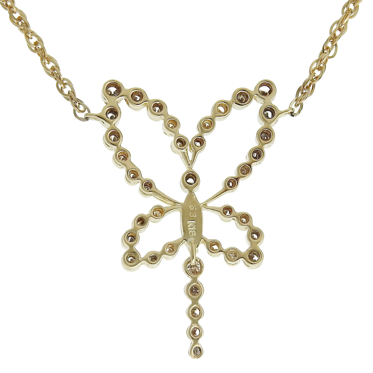 Butterfly Diamond Necklace D0.53 Yellow Gold K18YG 6.2g