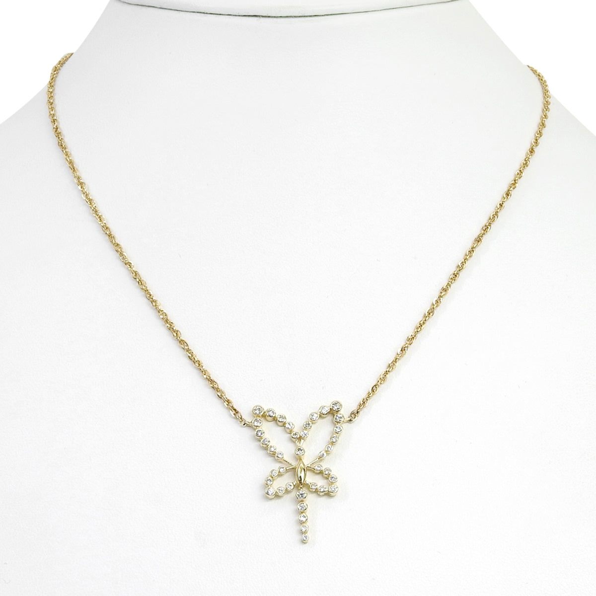 蝴蝶形钻石项链 D0.53 黄金 K18YG 6.2克