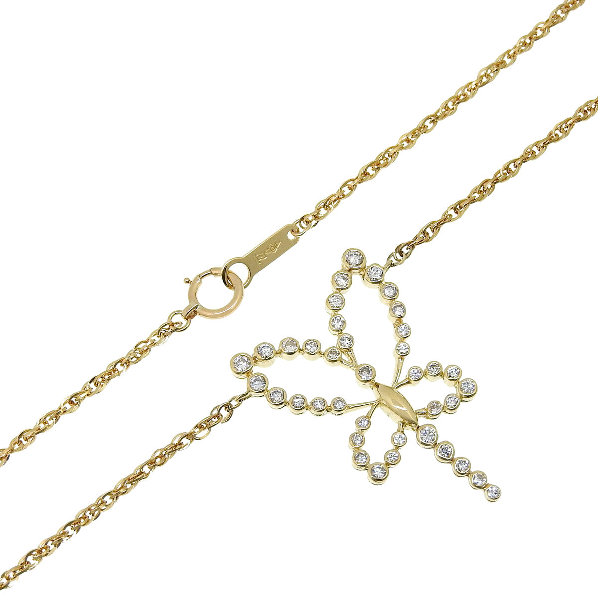 蝴蝶形钻石项链 D0.53 黄金 K18YG 6.2克