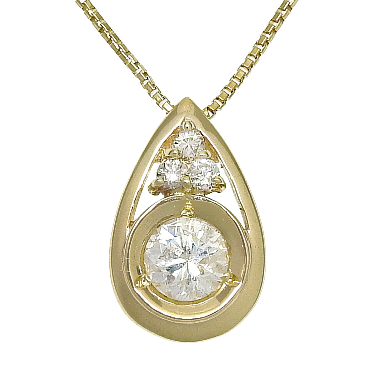 ダイヤモンド ドロップネックレス D0.27,0.042 イエローゴールド K18YG 2.6g