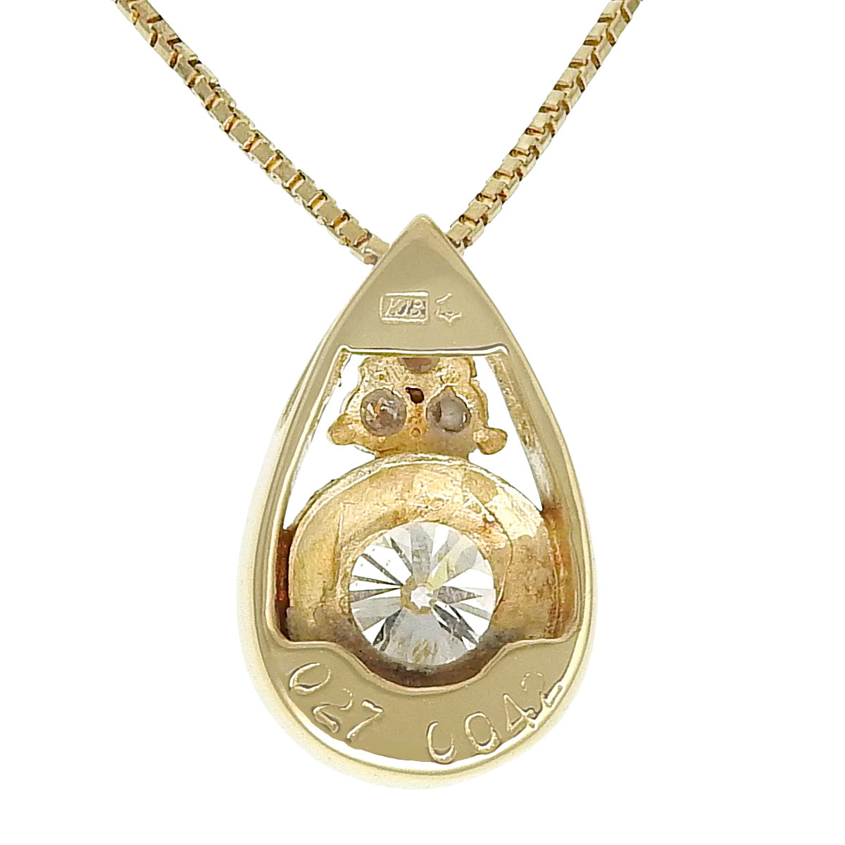 ダイヤモンド ドロップネックレス D0.27,0.042 イエローゴールド K18YG 2.6g