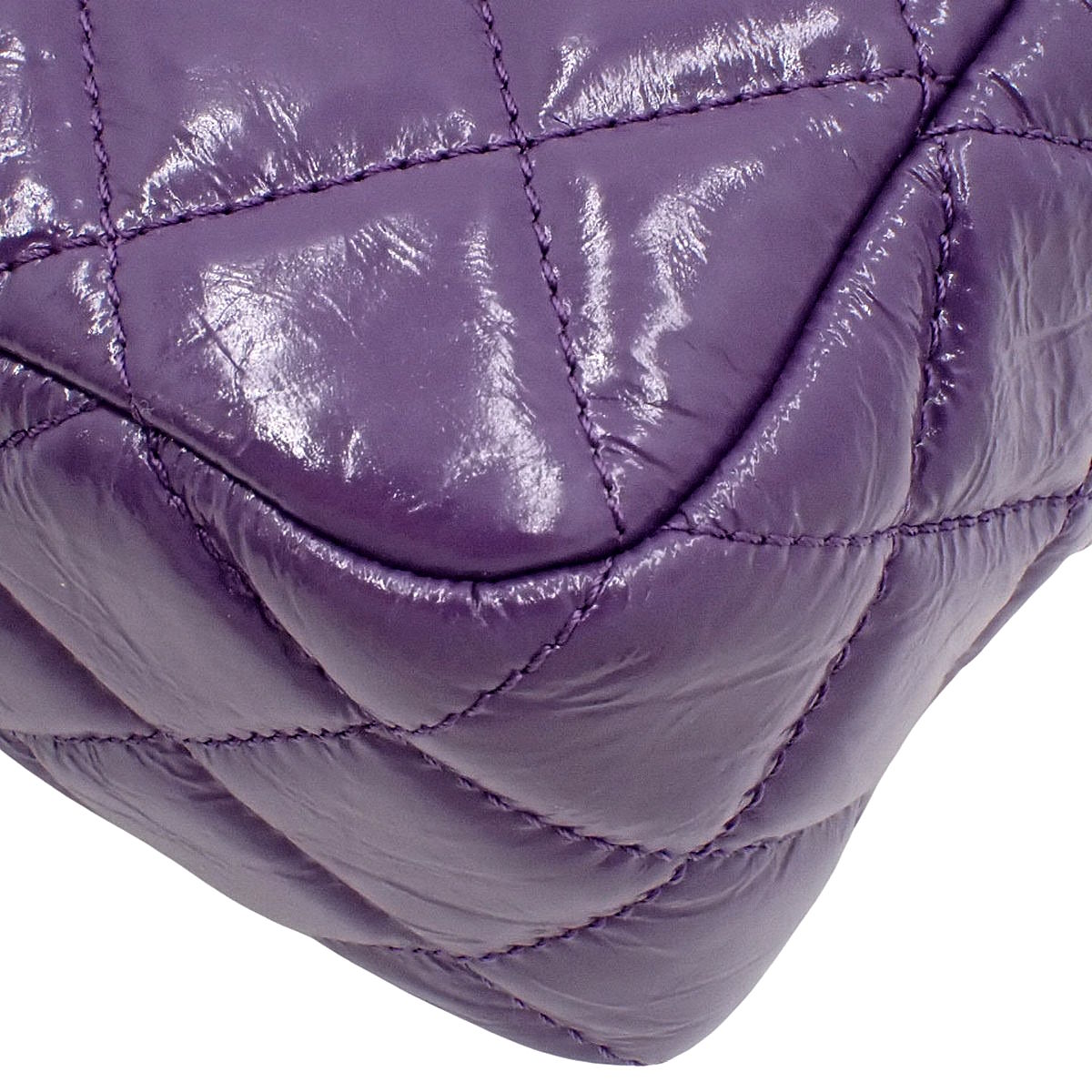 Matelassé Coco Mark Chain Shoulder Bag Patent Leather Purple AS4323