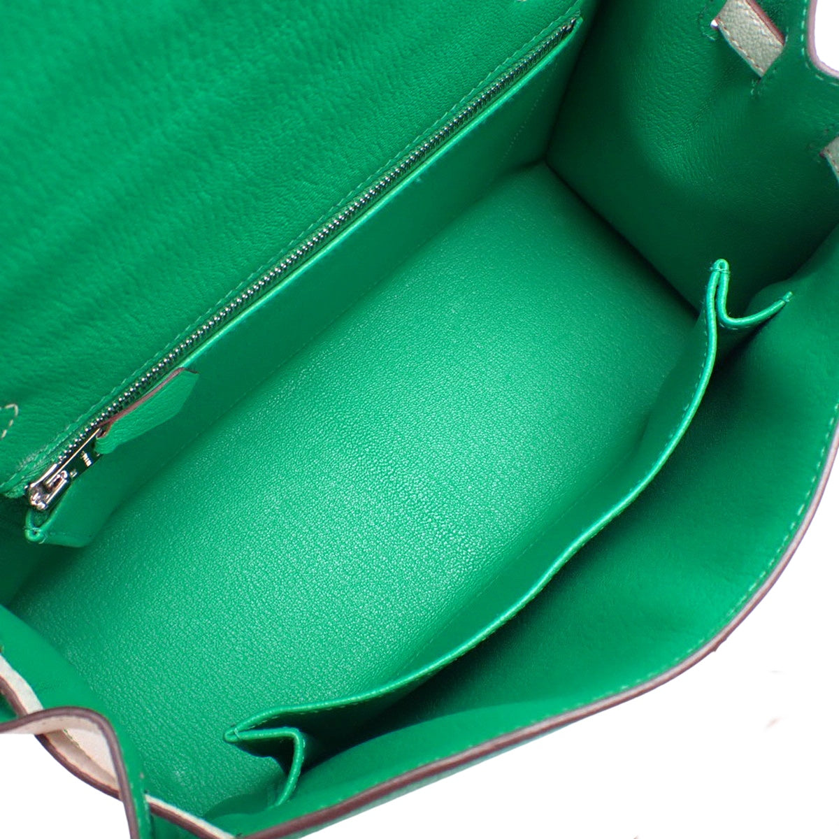 ケリー25 (外縫い) シェーブル ミント マッシュルーム マットシルバー金具 U刻印