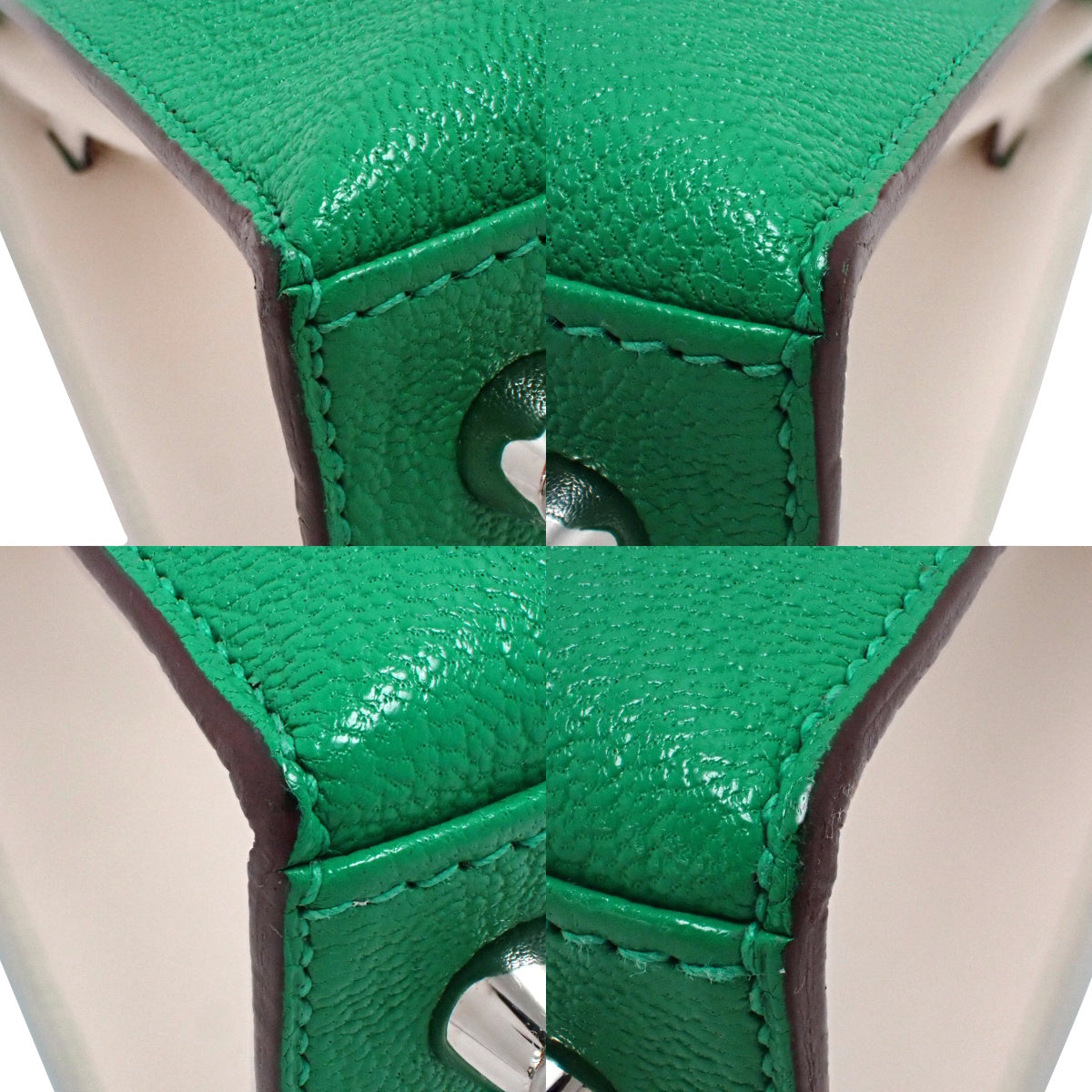 ケリー25 (外縫い) シェーブル ミント マッシュルーム マットシルバー金具 U刻印