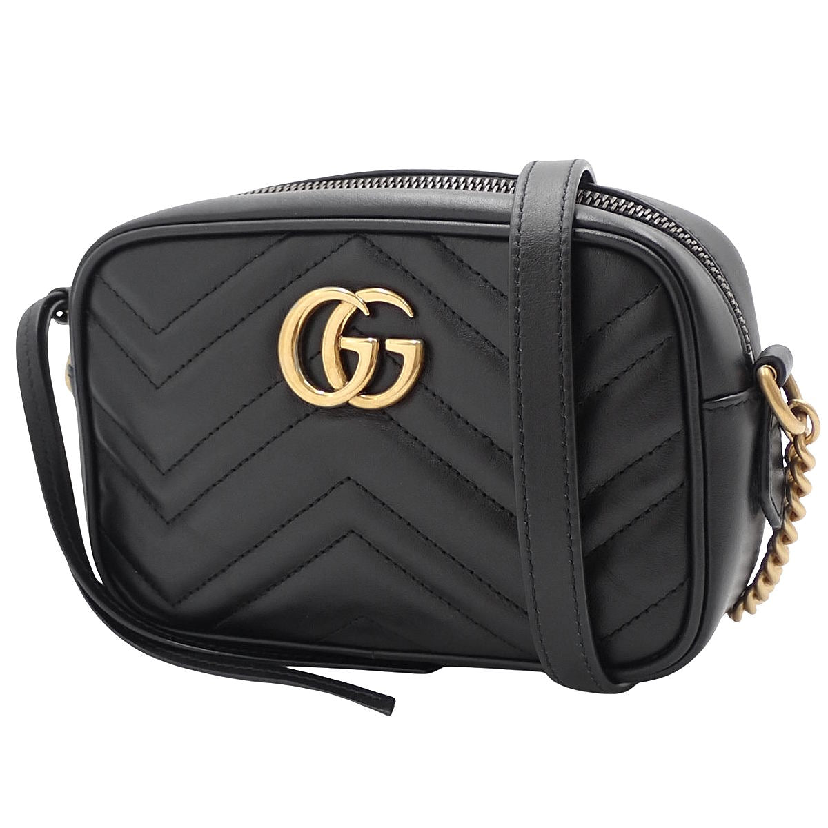 GG Marmont Quilted Mini Bag in Black Leather 448065