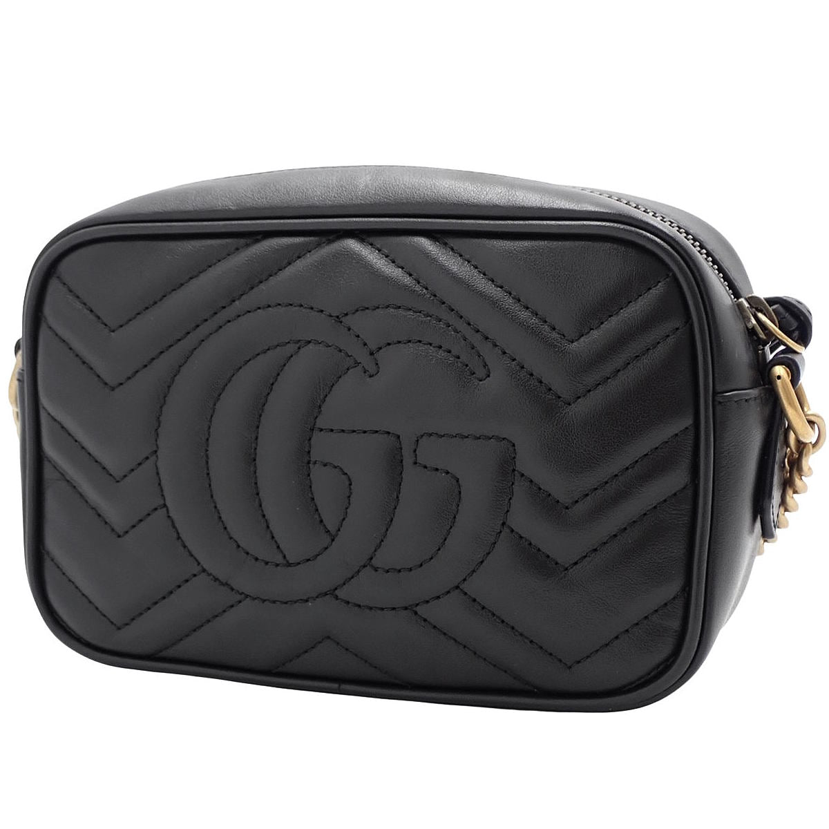 GG Marmont Quilted Mini Bag in Black Leather 448065