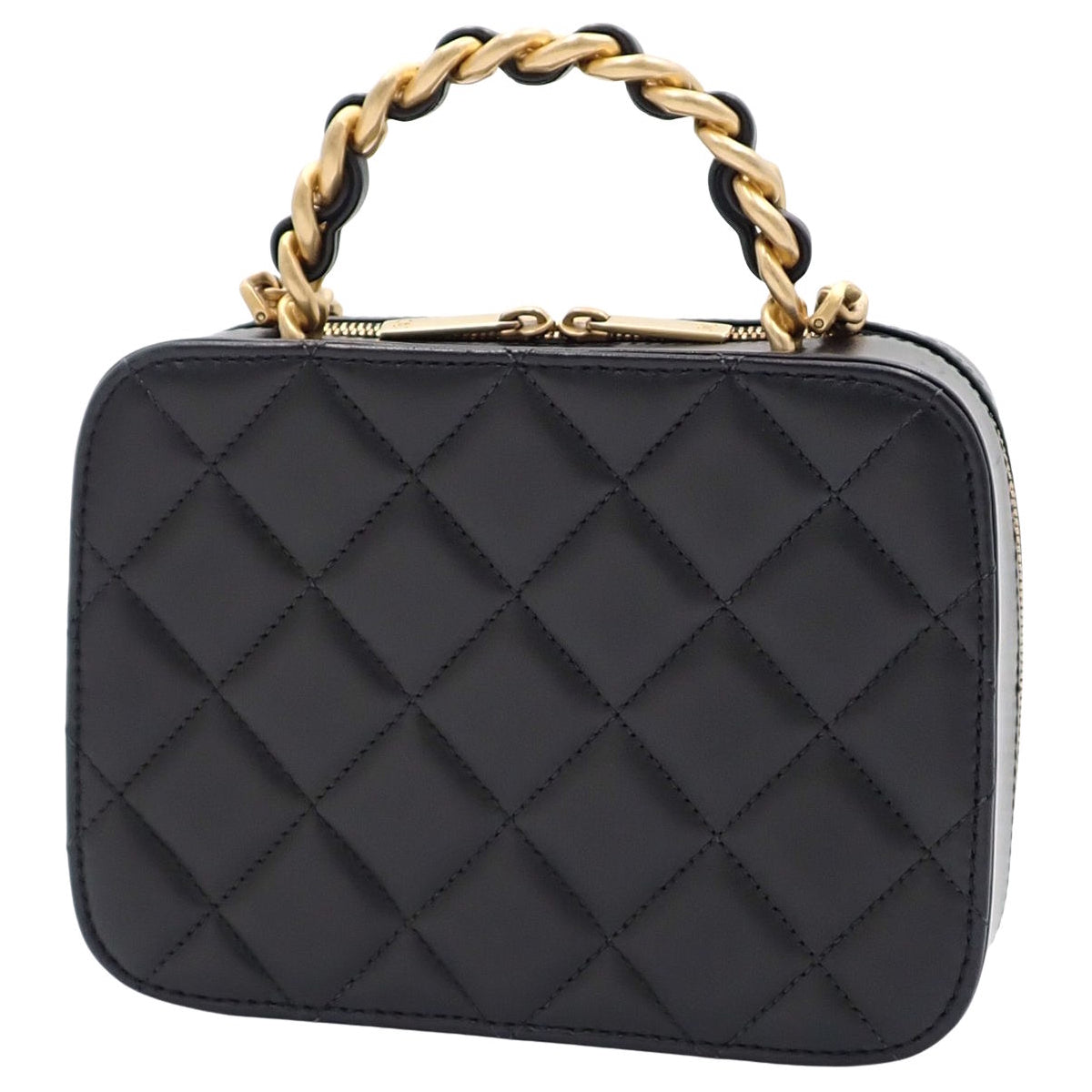 Matelasse Top Handle 2-Way Bag in Black Lambskin AS3318