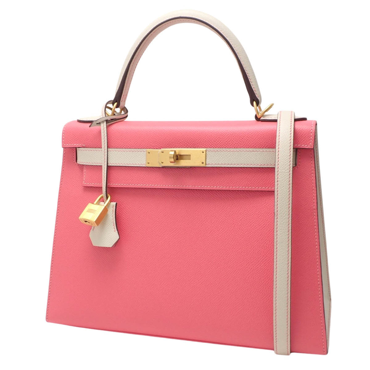 Kelly 28 (Outside Stitching) Epsom Leather, Rose Azalee, Clay, Matte Gold Hardware, A Stamp