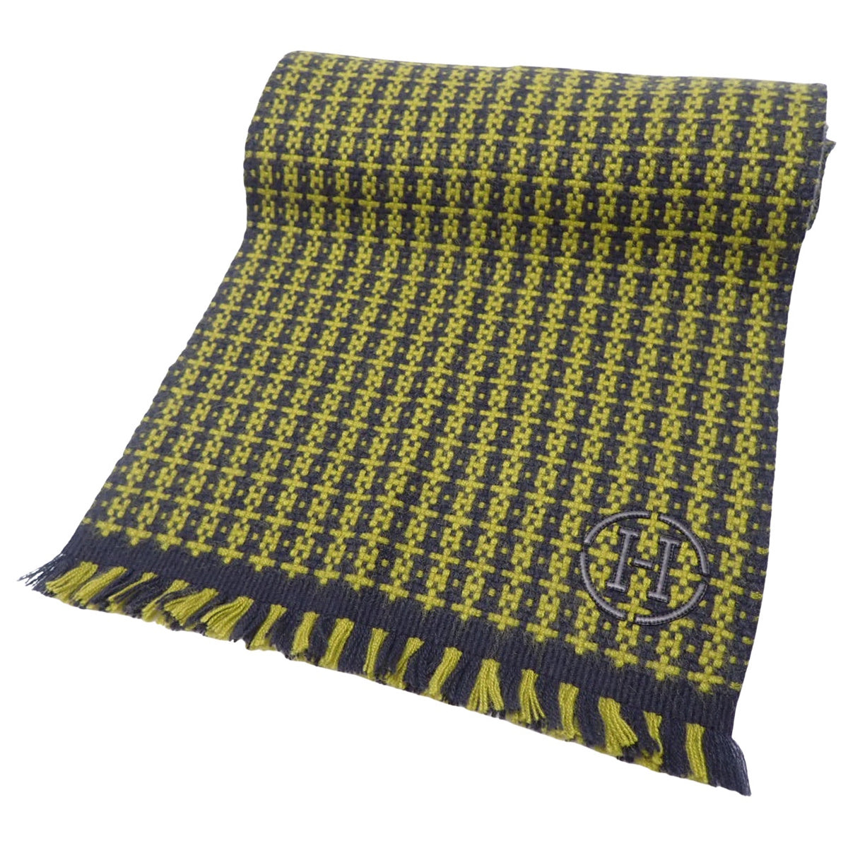 マフラー グラフィックH カシミヤ マリン シャルトルーズ