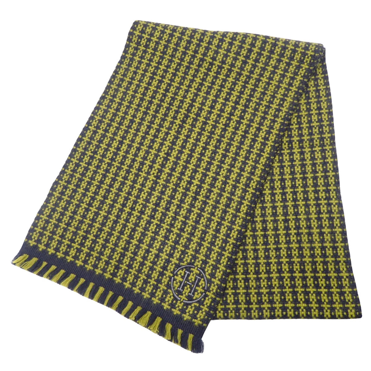 マフラー グラフィックH カシミヤ マリン シャルトルーズ