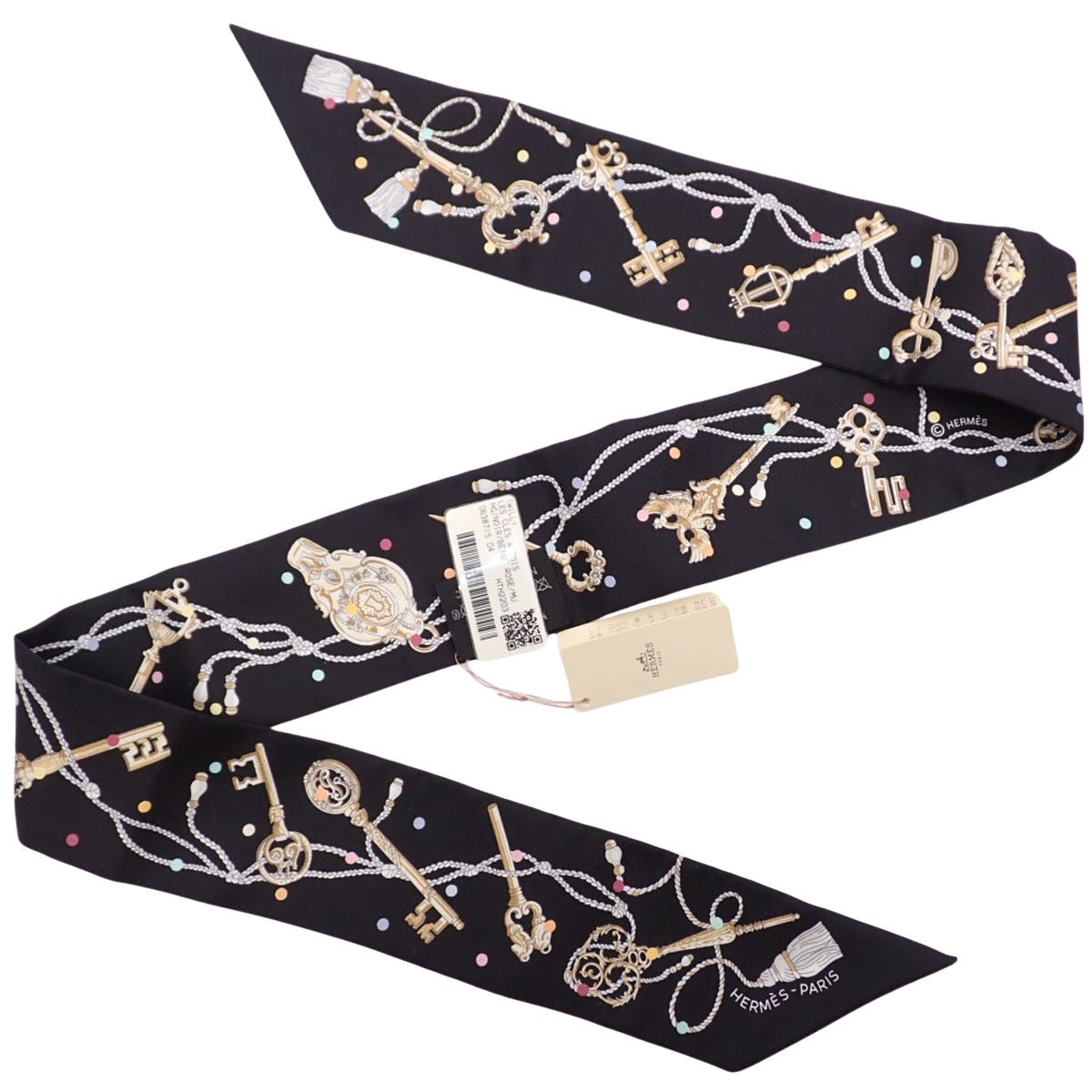 Les Cles cles a Pois レ・クレ・ア・ポア ツイリー シルク ノワール