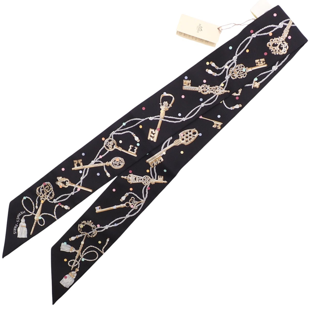 Les Cles cles a Pois レ・クレ・ア・ポア ツイリー シルク ノワール