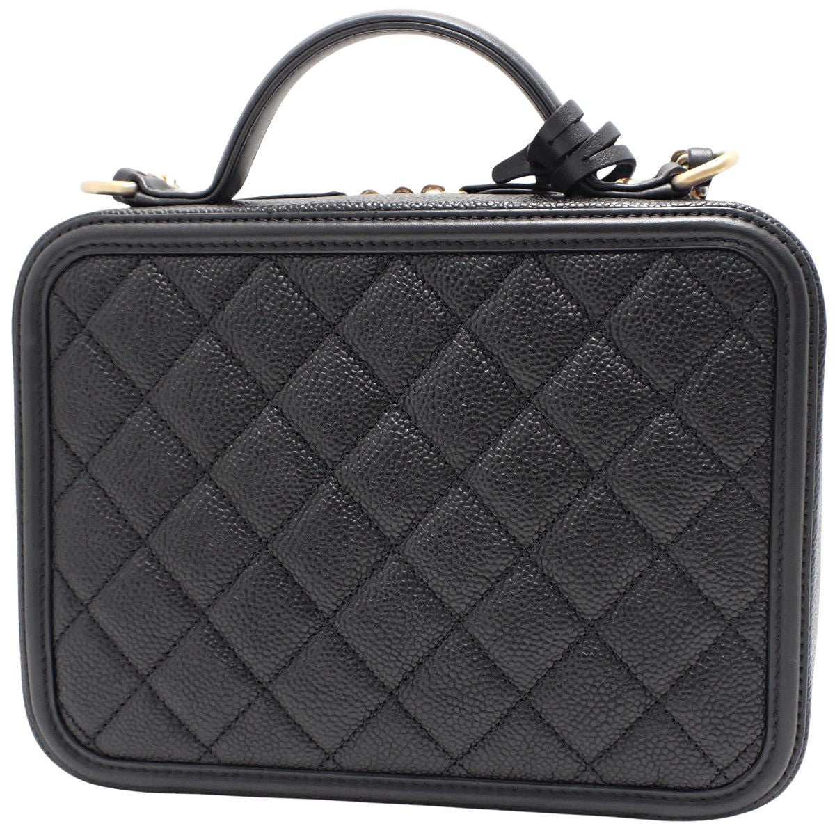 Matelasse CC Filigree 黑色鱼子酱皮革化妆包 A93344