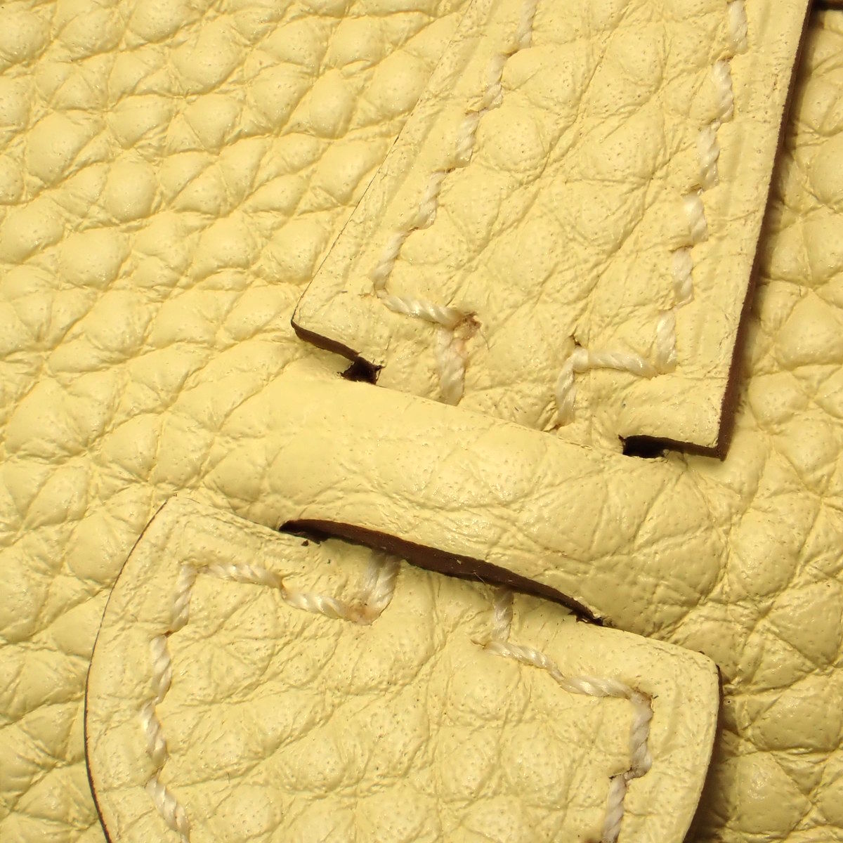 Evelyn Amazon TPM Taurillon Clemence Jaune Poussin/Clay,配银色五金件和 Z 字印记