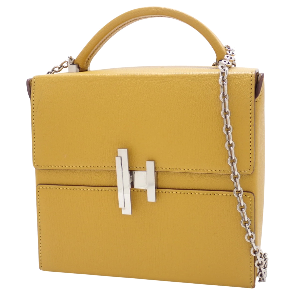 Synetic Chèvre Jaune Ambre Silver Hardware C stamp
