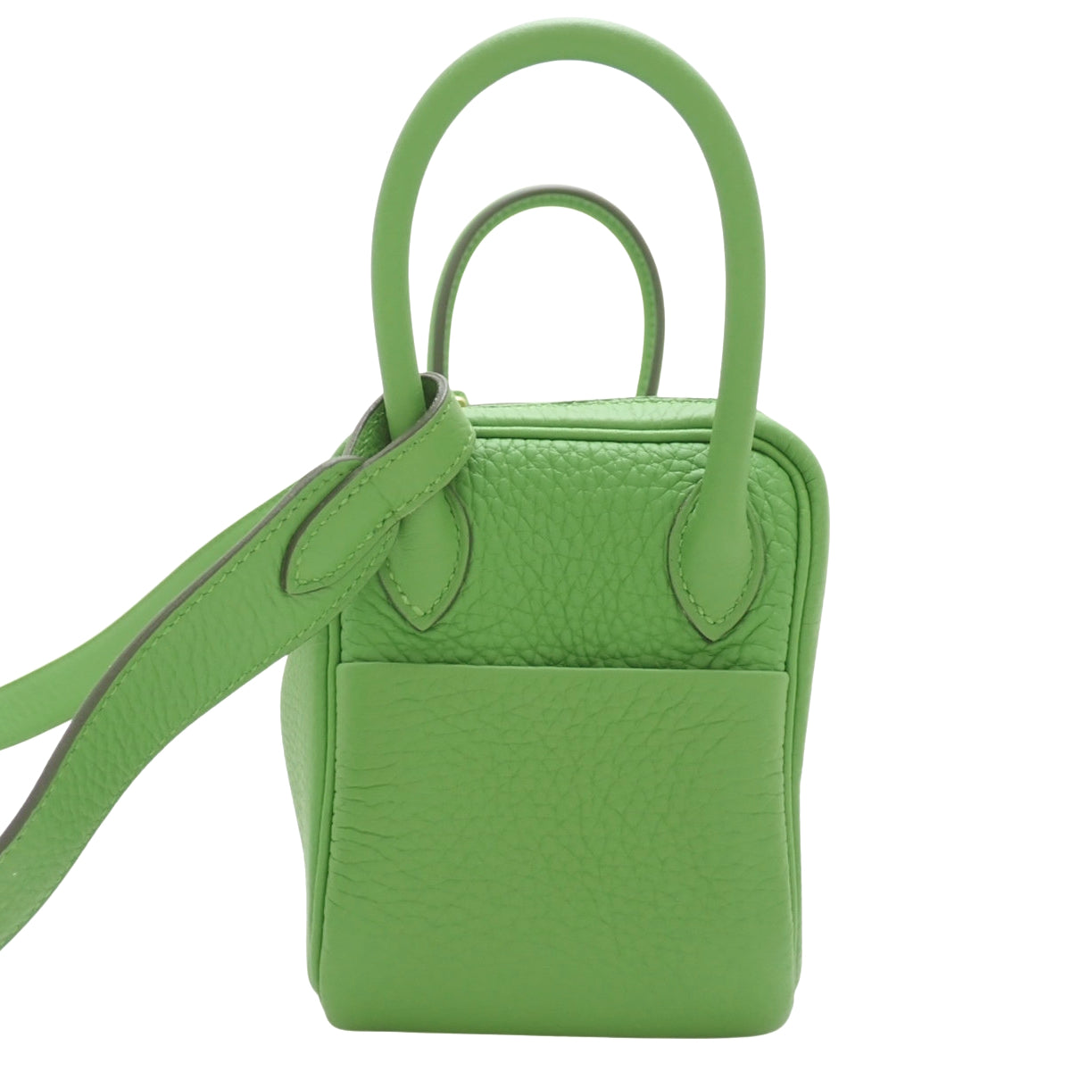 Lindy Mini Taurillon Clemence Vert Yucca 皮革,配金色五金件和 B 印章