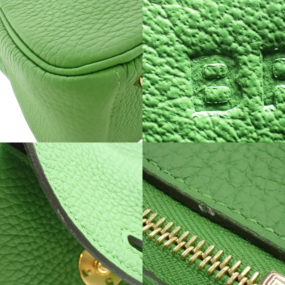 Lindy Mini Taurillon Clemence Vert Yucca 皮革,配金色五金件和 B 印章