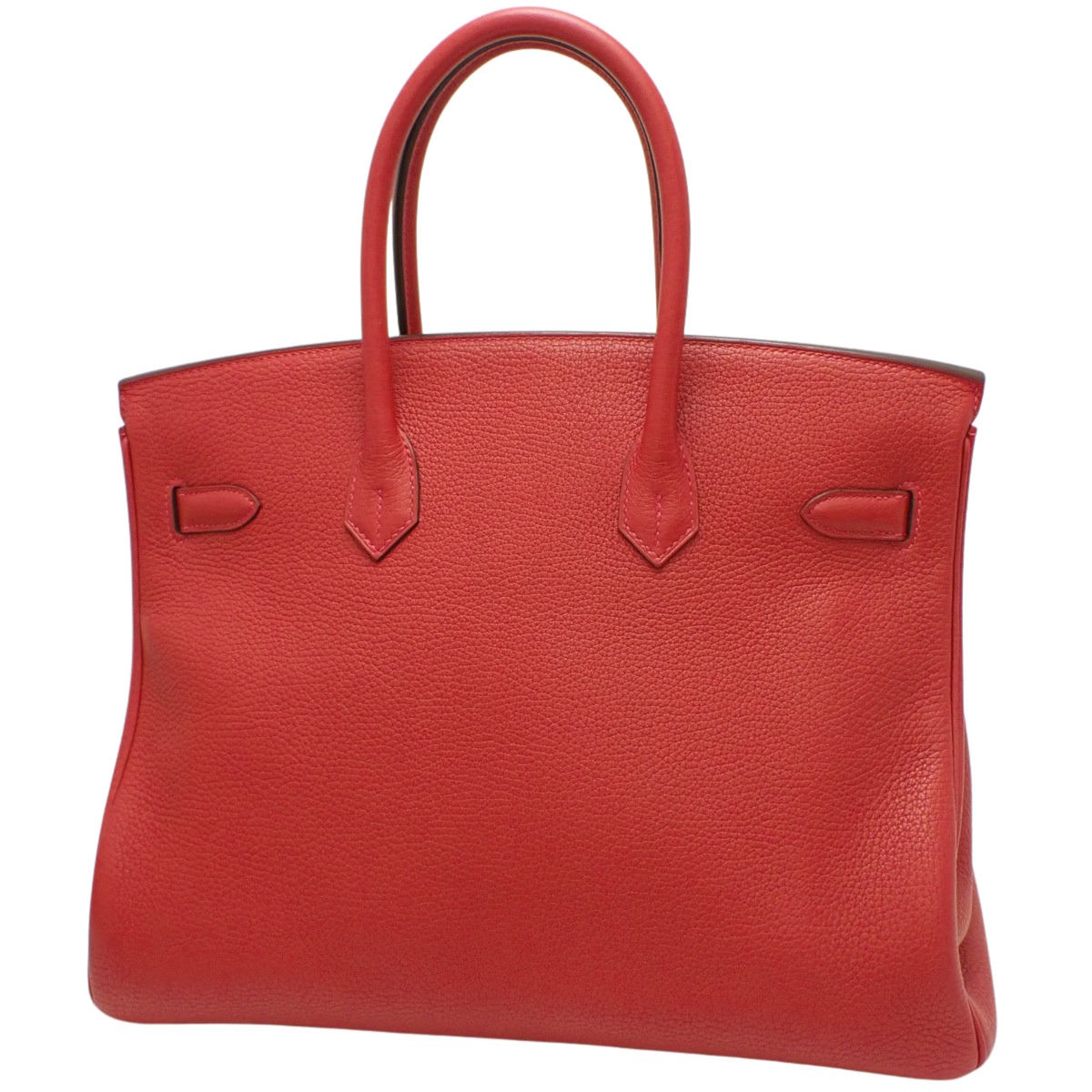 Birkin 35 手提包,采用 Taurillon Clemence Rouge Kazak 皮革,配银色五金配件和 T 字标志