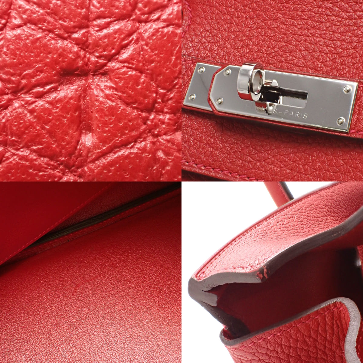 Birkin 35 手提包,采用 Taurillon Clemence Rouge Kazak 皮革,配银色五金配件和 T 字标志