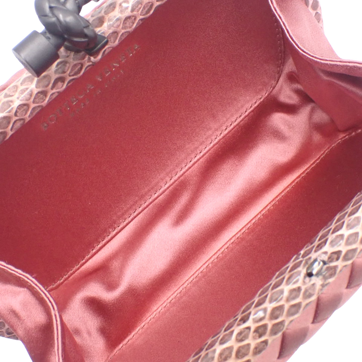 缎面编织结手拿包 Ayers(蟒蛇纹)粉色 113085