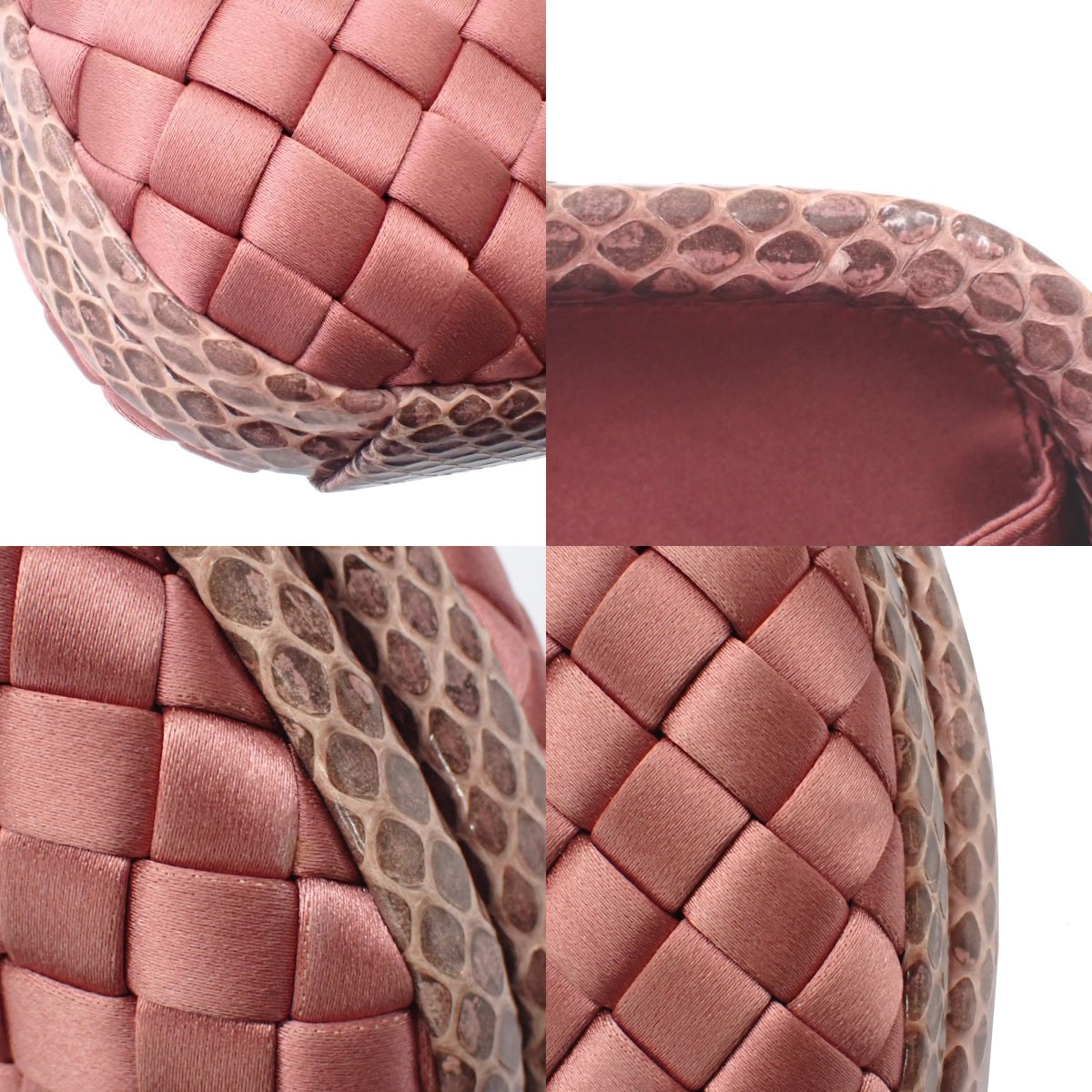 缎面编织结手拿包 Ayers(蟒蛇纹)粉色 113085