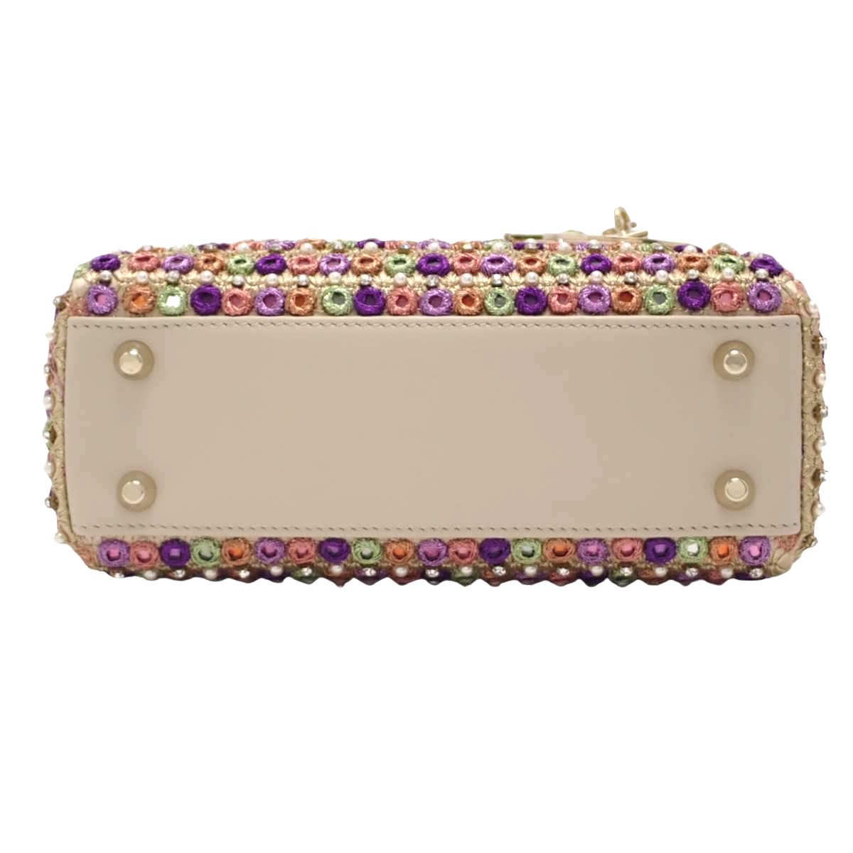 Lady Dior Mini Leather Embroidered Sequins Shoulder Bag in Beige, Purple, Green/Orange, and Multicolor Sequins