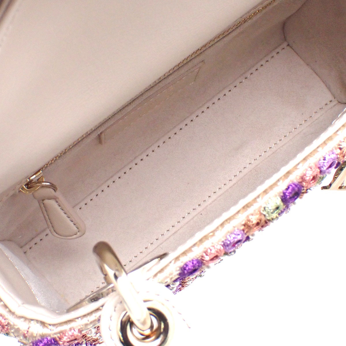 Lady Dior Mini Leather Embroidered Sequins Shoulder Bag in Beige, Purple, Green/Orange, and Multicolor Sequins