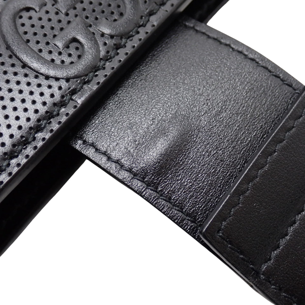 黑色皮革 GG 压纹两用包,700421