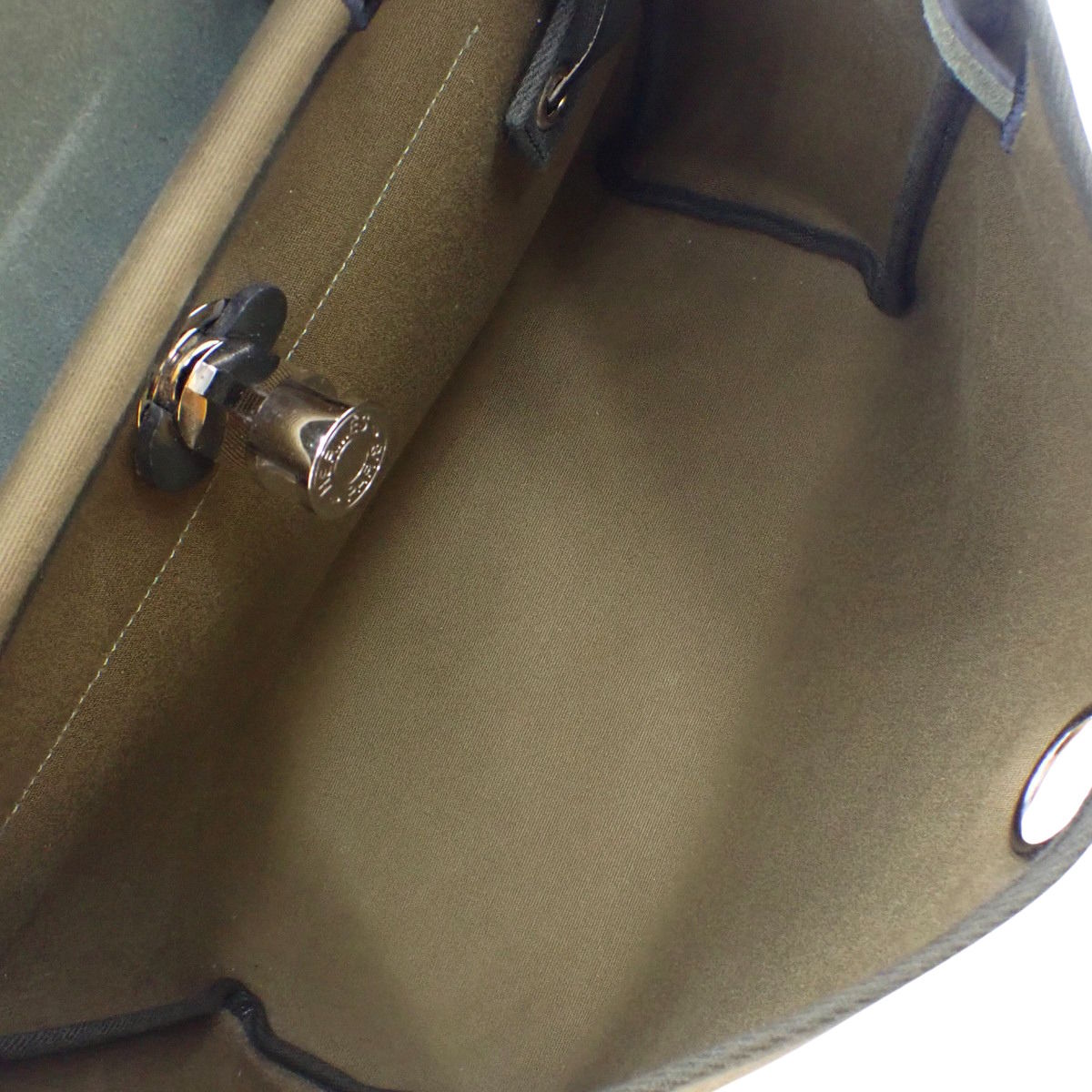 エールバッグジップPM トワルオフィシエ カーフ パラジウム金具 カーキ ブラック シルバー金具 D刻印