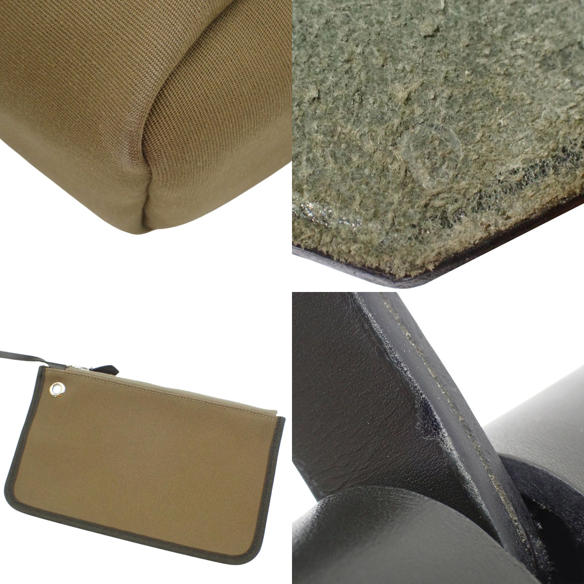 エールバッグジップPM トワルオフィシエ カーフ パラジウム金具 カーキ ブラック シルバー金具 D刻印