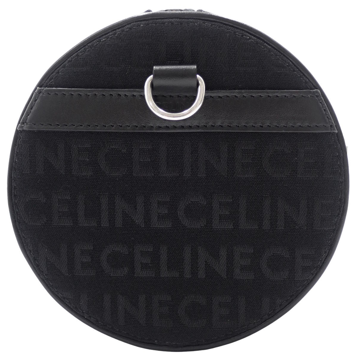 Cylinder shoulder bag in canvas and leather in black