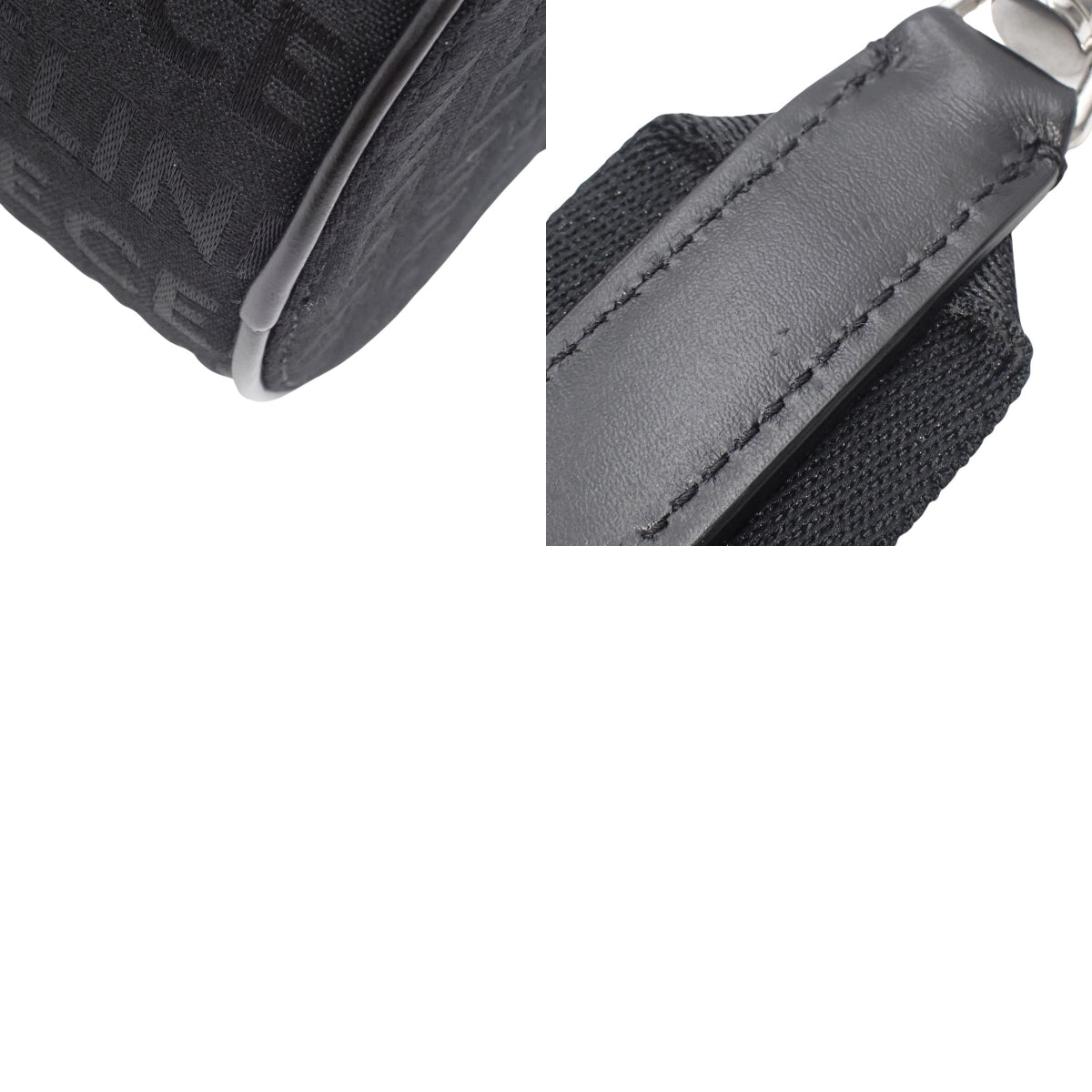 Cylinder shoulder bag in canvas and leather in black